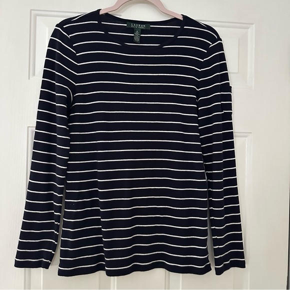Lauren Ralph Lauren Tops - Lauren Ralph Lauren Women's Striped Cotton Long-Sleeve T-Shirt Medium